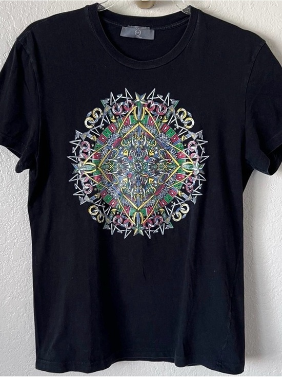 Alexander McQueen Tops - Alexander McQueen Black Short-Sleeve Tee with Multicolor Medallion